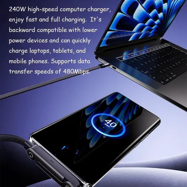 Alt view image 6 of 6 - Invisible Stand Charging Cable,2-in-1 Stand Charging Cable,2-in-1 Invisible Holder Charger Cable with Stand - 240W Fast Charging Cord with Built-in Phone Stand,C to C Cable,for Desk & Gaming (3PCS)