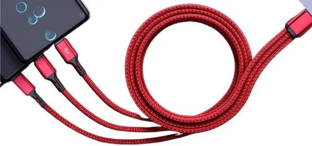 Alt view image 4 of 7 - 100W 6A USB-A to 3 ×t2y>pe-c 3 in 1 Fast Cable(1.2m,H)