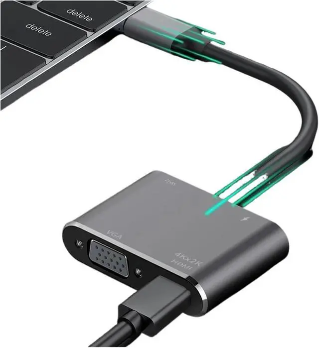 Alt view image 2 of 3 - USB C to HDMI Compatible TY>pe C Digital AV Multiport Adapter 3 to 4K 1080P Fast Port(4-in-1 Gray)