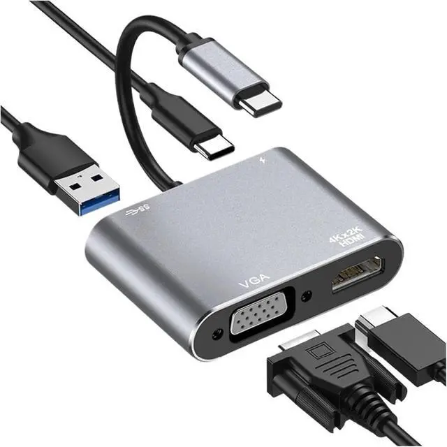 Main image of USB C to HDMI Compatible TY>pe C Digital AV Multiport Adapter 3 to 4K 1080P Fast Port(4-in-1 Gray)