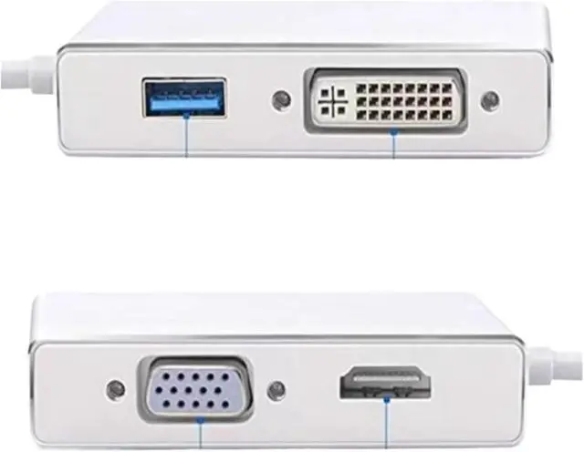 Alt view image 4 of 4 - 4K USB C to HDMI-Compatible DVI USB3.0 Adapter 4 in 1 TY>pe C Hub for Pro Air