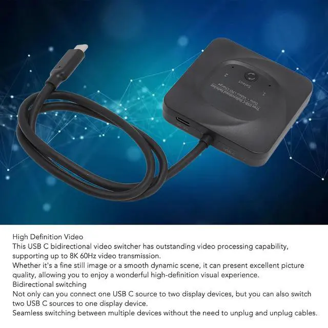 Alt view image 3 of 7 - USB C KVM Control, 2 Computers 1 Docking Station, High Speed Interface Switcher with 8K@60Hz, 100W PD Fast Charging, 10Gbps Data Transfer, USB C Controller for Dual Display, Includ