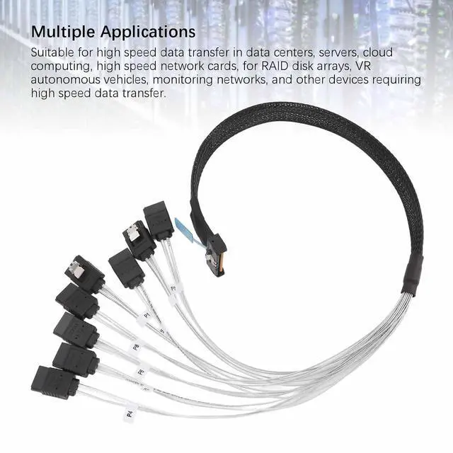 Alt view image 2 of 7 - MCIO 8i to 8x SATA Cable, PCIe 5.0 to MCIO X8 Server Data Center Cable, 50cm for External Graphics Card