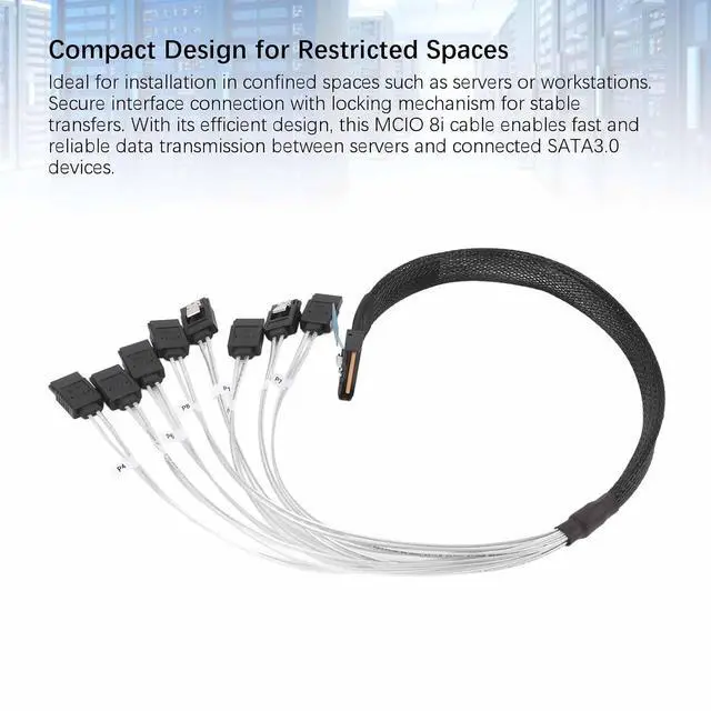 Alt view image 3 of 7 - MCIO 8i to 8x SATA Cable, PCIe 5.0 to MCIO X8 Server Data Center Cable, 50cm for External Graphics Card