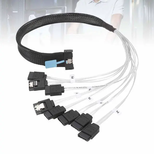 Alt view image 6 of 7 - MCIO 8i to 8x SATA Cable, PCIe 5.0 to MCIO X8 Server Data Center Cable, 50cm for External Graphics Card