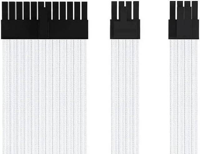 Alt view image 5 of 5 - KUNSR 35cm 24PIN 6+2PIN PSU Extension Cable for CPU GPU Motherboard ATX EPS PCI-E Extension Cord(4 add 4 Black)