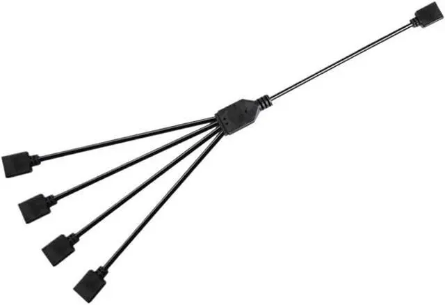 Alt view image 2 of 7 - KUNSR Synchronized Motherboard Cable 4-Pin 12V RGB 3-Pin 5V ARGB 1 to 2/1 to 3/1 to 4/1 to 5 Extension Cord Split Multiple(5V 1 to 3)