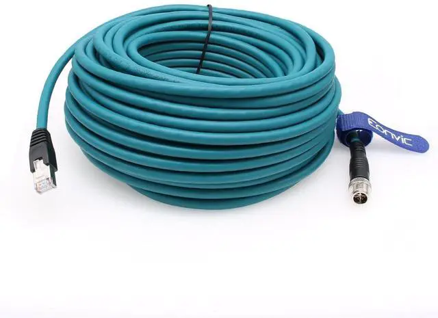Main image of Ethernet Shielded Cable M12 X-Type 8 Position to RJ45 Cat-7e Waterproof Industrial Network High Flex Cable for Cognex (30M, Blue)