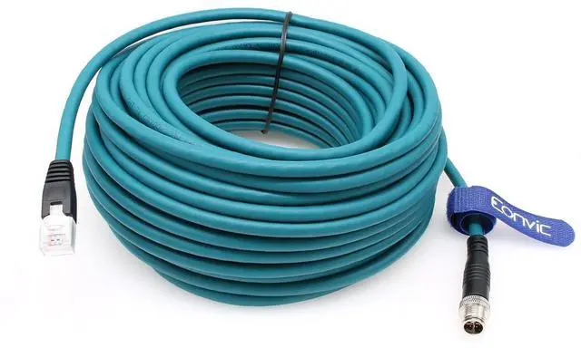 Alt view image 3 of 4 - Ethernet Shielded Cable M12 X-Type 8 Position to RJ45 Cat-7e Waterproof Industrial Network High Flex Cable for Cognex (30M, Blue)
