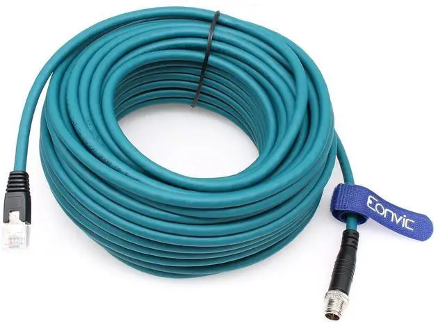 Alt view image 4 of 4 - Ethernet Shielded Cable M12 X-Type 8 Position to RJ45 Cat-7e Waterproof Industrial Network High Flex Cable for Cognex (30M, Blue)