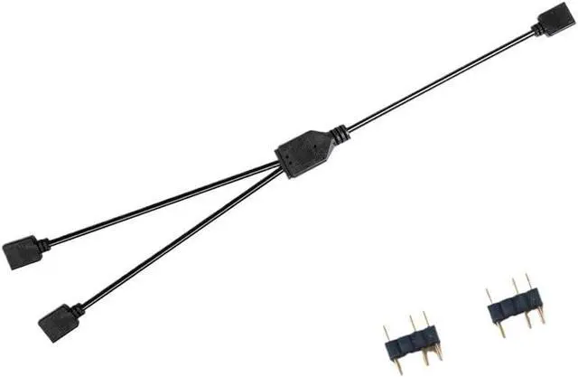 Alt view image 6 of 7 - KUNSR Synchronized Motherboard Cable 4-Pin 12V RGB 3-Pin 5V ARGB 1 to 2/1 to 3/1 to 4/1 to 5 Extension Cord Split Multiple(5V 1 to 3)