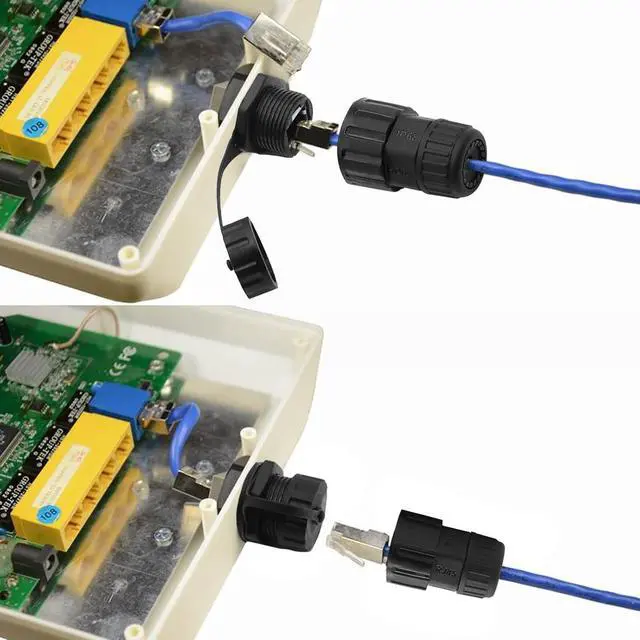 Alt view image 6 of 6 - 10PCS Shielded RJ45 Female to Female Field installable Connector. Provides Feed-Through Cat5/5e/6 ethernet connectivity for Data and PoE in Industrial environments.