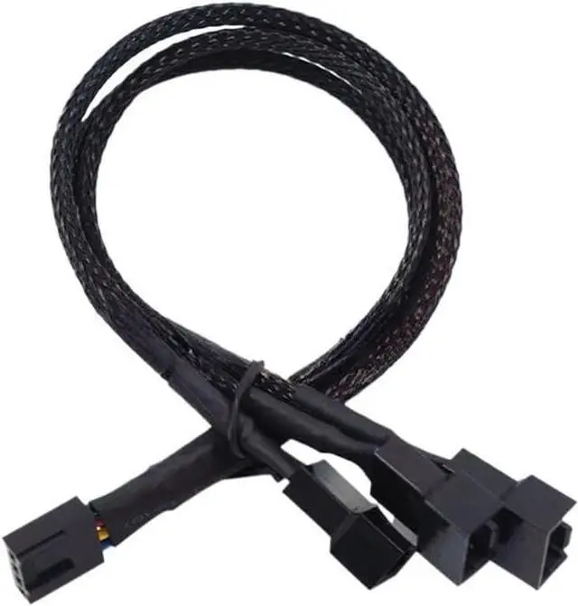Alt view image 5 of 6 - KUNSR New 4 Pin Pwm Fan Cable 1 to 4/3/2/1 Ways Splitter Black Sleeved 27cm Extension Cable Connector Pwm Extension Cables(1 in 3)
