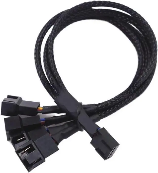 Alt view image 6 of 6 - KUNSR New 4 Pin Pwm Fan Cable 1 to 4/3/2/1 Ways Splitter Black Sleeved 27cm Extension Cable Connector Pwm Extension Cables(1 in 3)