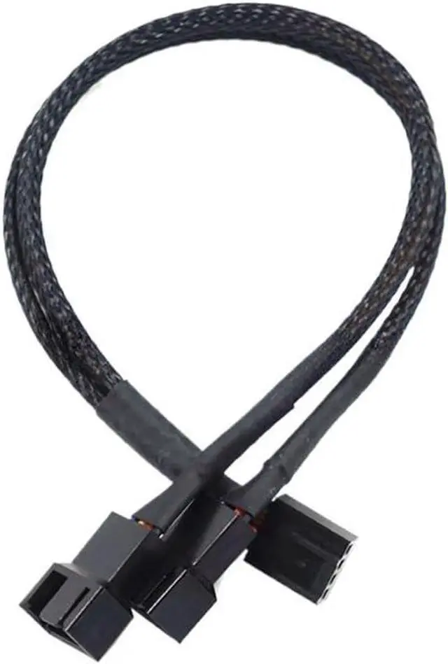 Alt view image 4 of 6 - KUNSR New 4 Pin Pwm Fan Cable 1 to 4/3/2/1 Ways Splitter Black Sleeved 27cm Extension Cable Connector Pwm Extension Cables(1 in 3)