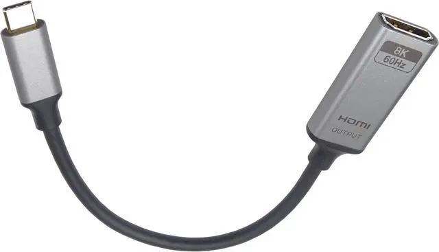 Main image of PremiumCord 8K USB-C to HDMI Adapter M/F, HDMI 2.1, UHD 8K 4320p 60Hz, 4K 2160p 144Hz, HDR10+, HDCP 2.3, 48 Gbps, Aluminium Housing, Space Grey, 20 cm