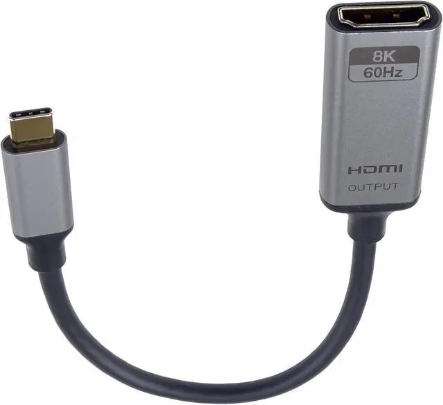 Alt view image 3 of 7 - PremiumCord 8K USB-C to HDMI Adapter M/F, HDMI 2.1, UHD 8K 4320p 60Hz, 4K 2160p 144Hz, HDR10+, HDCP 2.3, 48 Gbps, Aluminium Housing, Space Grey, 20 cm