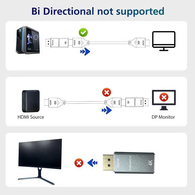 Alt view image 3 of 7 - DisplayPort to HDMI Adapter 4K 60Hz, DP to HDMI Converter Gold-Plated, 3840x2160@60Hz (4.2.0) / 30Hz (4.4.4) for Computer, Laptop, PC, Monitor, TV, Projector (10 Pack)