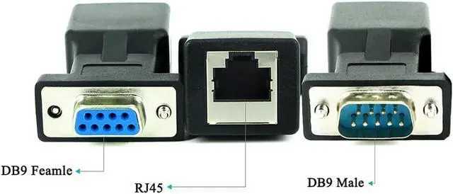 Alt view image 4 of 7 - RJ45 to RS232,COOSO DB9 9-Pin Serial Port to RJ45 Female Cat5e/6 Ethernet LAN Adapter,DB9 Male and Female 3pairs