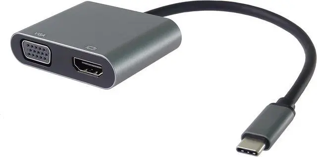 Alt view image 2 of 4 - PremiumCord MST Adapter USB-C to HDMI + VGA, USB 3.2 Type C Male to HDMI + VGA Female, Extended + Mirror Functions, Resolution 4K 2160p, Full HD 1080p, Colour Black, Length 20 cm