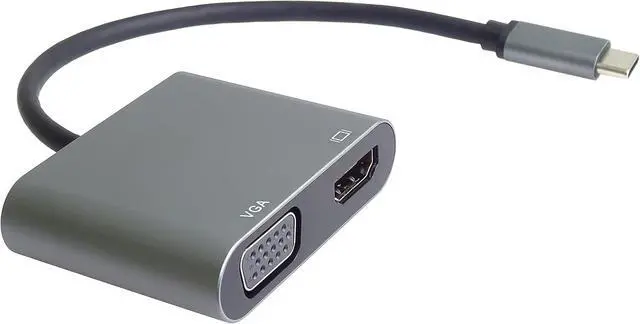 Alt view image 3 of 4 - PremiumCord MST Adapter USB-C to HDMI + VGA, USB 3.2 Type C Male to HDMI + VGA Female, Extended + Mirror Functions, Resolution 4K 2160p, Full HD 1080p, Colour Black, Length 20 cm