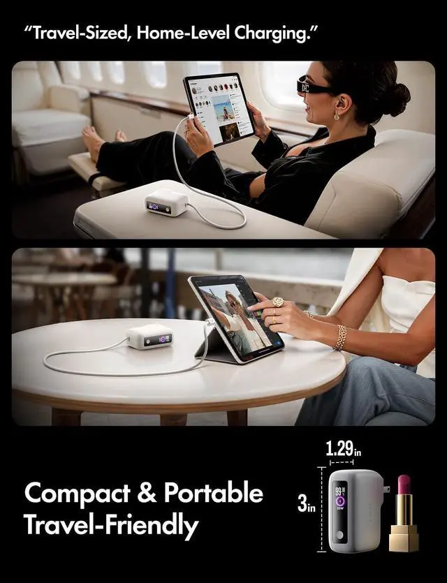 Alt view image 7 of 7 - LISEN Fast Travel Charger USB C Cable 10FT, Chubby 100W USB C to C Fast Charging Cable