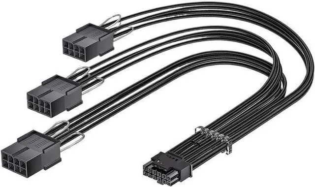 Main image of KUNSR 5.0 GPU Cable 12+4Pin 12VHPWR ATX3.0 Modular Power Supply Cable 16AWG Cable(16 to 3x8Pin B)