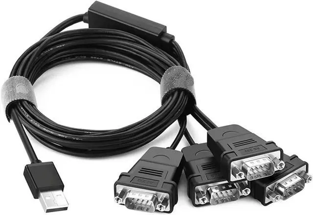 Main image of USB to Serial RS232 Cable Adapter 4 Ports DB9 Converter 9-Pin Male to Male with Hexnuts Compatible with The Windows 10/8.1/8/7/XP/Vista/Linux