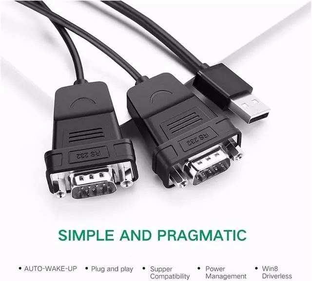 Alt view image 4 of 4 - USB to Serial RS232 Cable Adapter 4 Ports DB9 Converter 9-Pin Male to Male with Hexnuts Compatible with The Windows 10/8.1/8/7/XP/Vista/Linux
