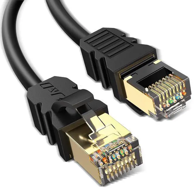 Main image of J&D Cat 8 Ethernet Cable, High Speed 40 Gbps 2000 Mhz 26AWG with Gold Plated RJ45 Connector, S/FTP Network Cord Compatible for Gaming PC PS5 Xbox Modem Router, 50 ft