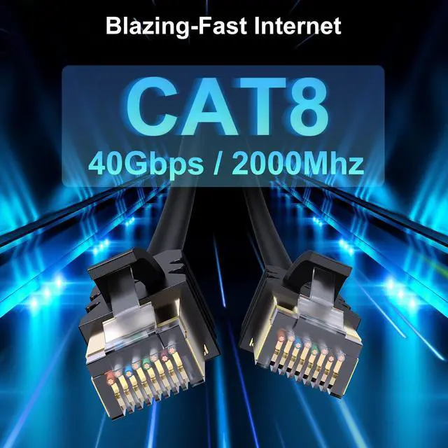 Alt view image 2 of 7 - J&D Cat 8 Ethernet Cable, High Speed 40 Gbps 2000 Mhz 26AWG with Gold Plated RJ45 Connector, S/FTP Network Cord Compatible for Gaming PC PS5 Xbox Modem Router, 50 ft