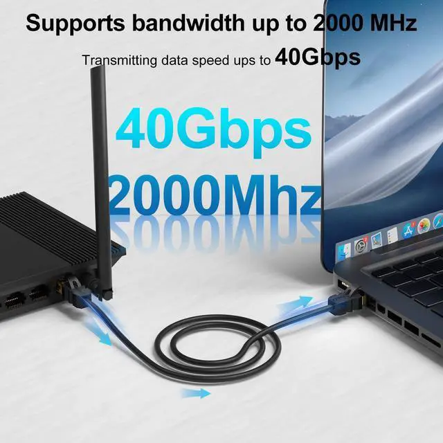 Alt view image 7 of 7 - J&D Cat 8 Ethernet Cable, High Speed 40 Gbps 2000 Mhz 26AWG with Gold Plated RJ45 Connector, S/FTP Network Cord Compatible for Gaming PC PS5 Xbox Modem Router, 50 ft