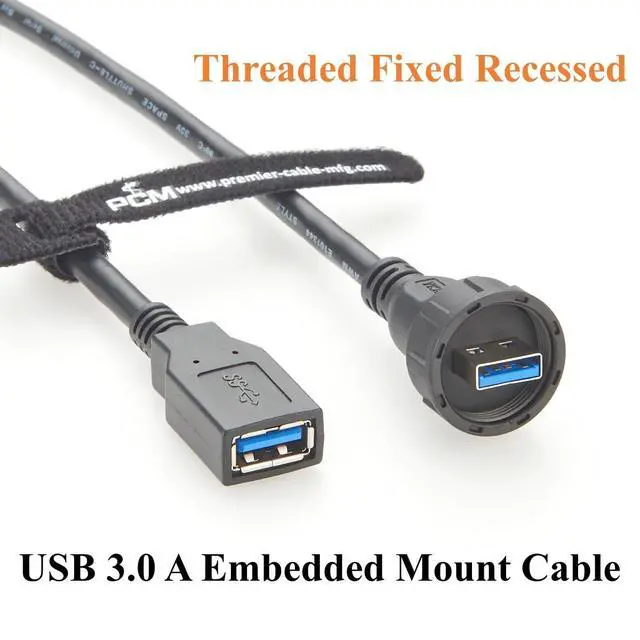 Alt view image 4 of 7 - IP67 Waterproof USB 3.0 Male to Female Extension Cable Round Panel Mount 5Gbps USB A Flush Threaded Recessed Data Transfer & Charging Cable for Printer, Scanner, Industrial Automation(3M/9.84FT)