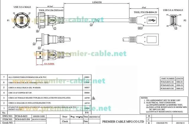 Alt view image 6 of 7 - IP67 Waterproof USB 3.0 Male to Female Extension Cable Round Panel Mount 5Gbps USB A Flush Threaded Recessed Data Transfer & Charging Cable for Printer, Scanner, Industrial Automation(3M/9.84FT)