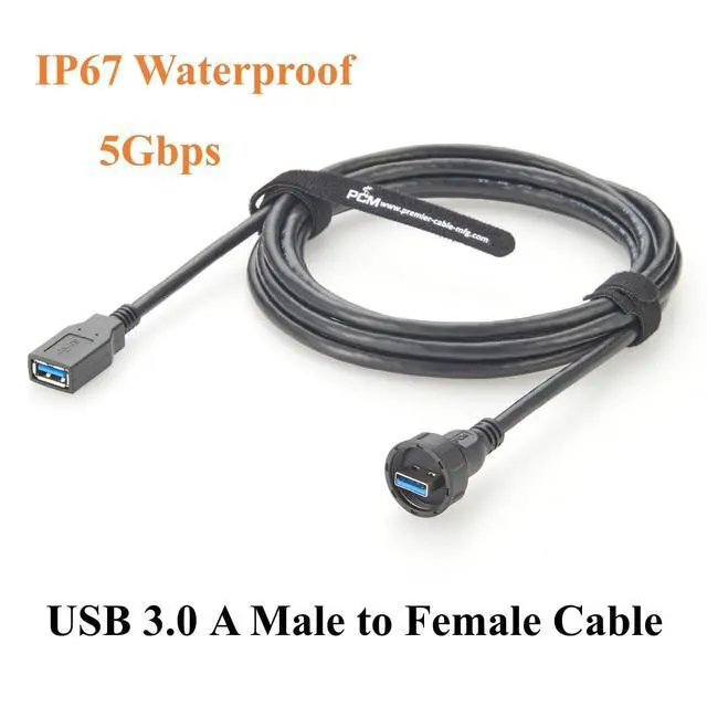 Alt view image 3 of 7 - IP67 Waterproof USB 3.0 Male to Female Extension Cable Round Panel Mount 5Gbps USB A Flush Threaded Recessed Data Transfer & Charging Cable for Printer, Scanner, Industrial Automation(3M/9.84FT)