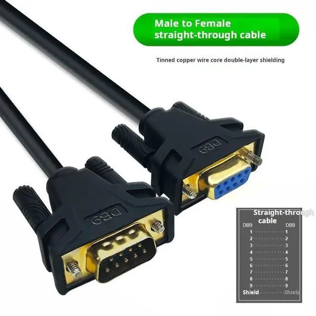 Alt view image 2 of 6 - DB9 Serial Cable RS232 9-Pin Male to Female, 10m Straight-Through Data Cable for PC, POS, Scanner, Industrial Device