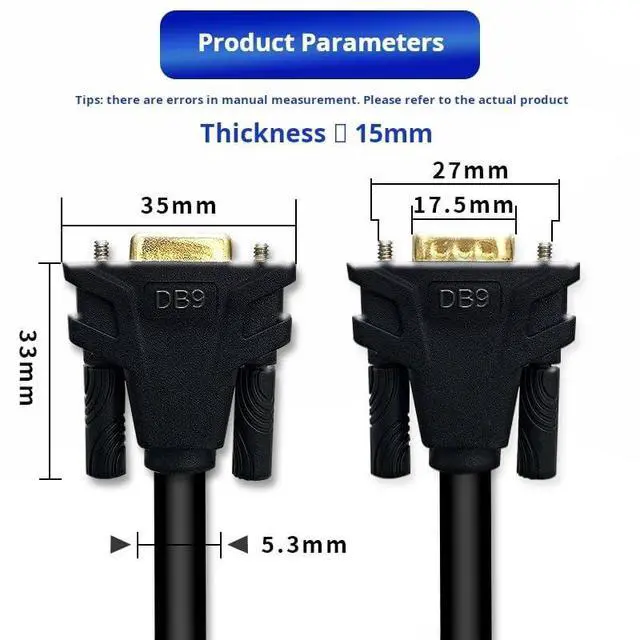 Alt view image 5 of 6 - DB9 Serial Cable RS232 9-Pin Male to Female, 10m Straight-Through Data Cable for PC, POS, Scanner, Industrial Device