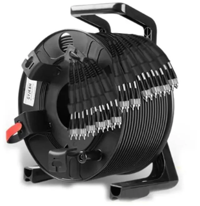 Main image of Outdoor Armored Fiber Optic Cable FC to FC 12 Strands Single Mode with Fiber Tactical Cable Reel (400, feet)