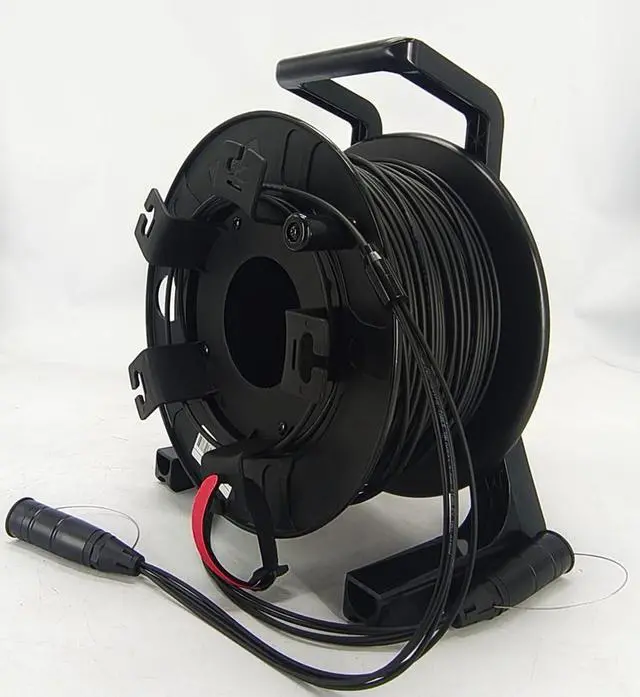 Alt view image 4 of 5 - 200ft(61m) Outdoor Armored Fiber Optic Cable SC to SC 12 Strands Single Mode with Fiber Tactical Cable Reel