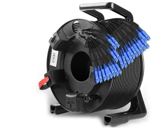Main image of 200ft(61m) Outdoor Armored Fiber Optic Cable SC to SC 12 Strands Single Mode with Fiber Tactical Cable Reel