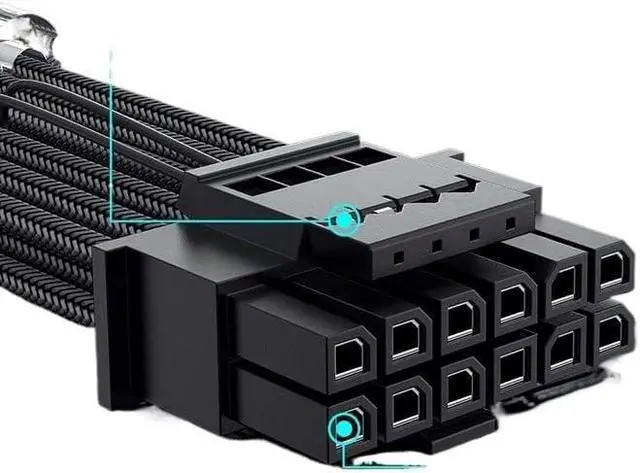 Alt view image 3 of 6 - KUNSR 5.0 GPU Cable 12+4Pin 12VHPWR ATX3.0 Modular Power Supply Cable 16AWG Cable(16 to 3x8Pin B)