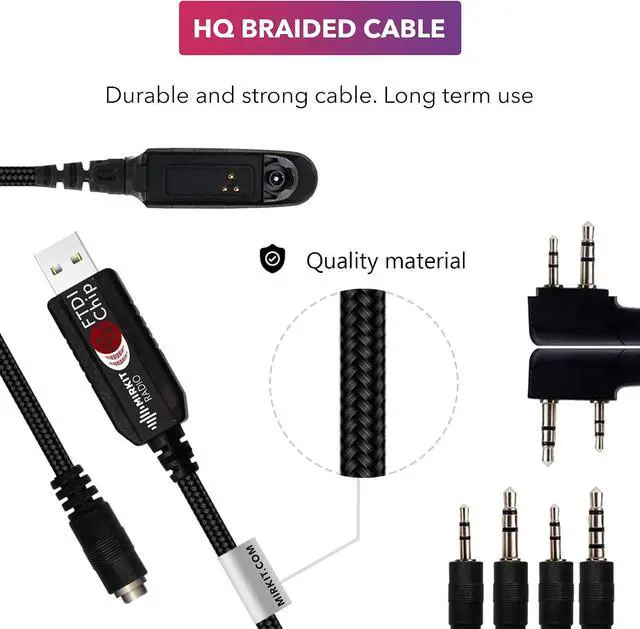 Alt view image 4 of 7 - MIRKIT Bundle for FTDI USB Baofeng Programming Cable 7 in 1 and Heavy Duty Earpiece Headset Mic