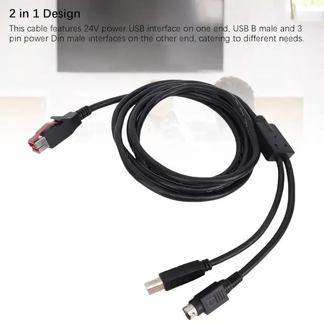 Alt view image 2 of 7 - USB to USB2.0 B Male Printer Cable, 2 in 1 USB 2.0 A to B Male with 3 Pin DIN Power Cord, Plug and Play 24V Power Adapter Cable for Printer