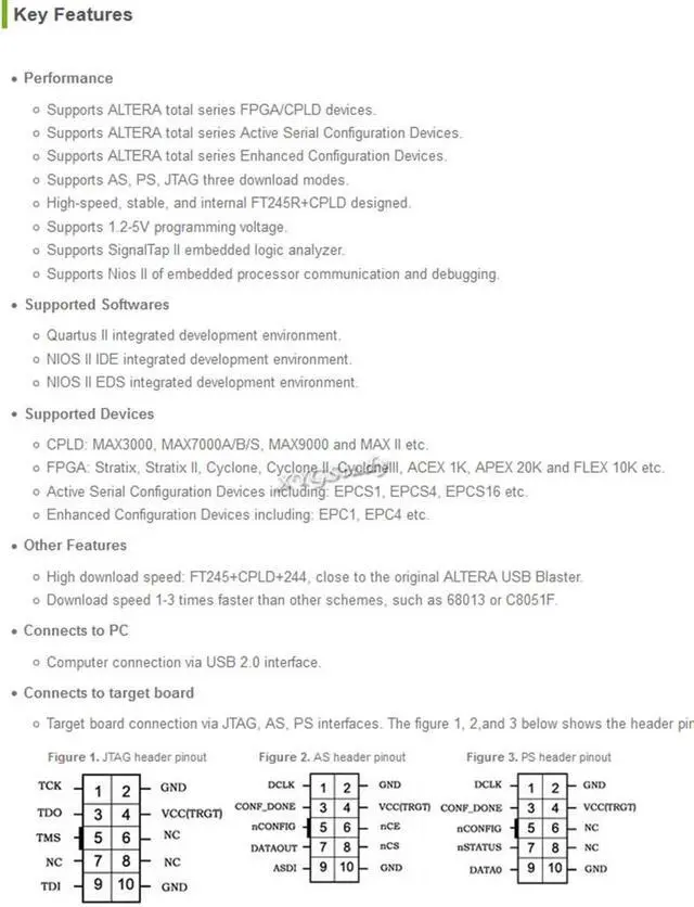 Alt view image 5 of 6 - USB Blaster V2 Download Cable Programmer Debugger Supports FPGA CPLD Device USB 2.0 Interface Connects to PC Supports JTAG AS PS Modes, High-Speed FT245+CPLD Solution @XYGStudy