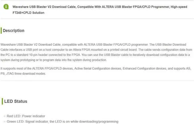 Alt view image 6 of 6 - USB Blaster V2 Download Cable Programmer Debugger Supports FPGA CPLD Device USB 2.0 Interface Connects to PC Supports JTAG AS PS Modes, High-Speed FT245+CPLD Solution @XYGStudy