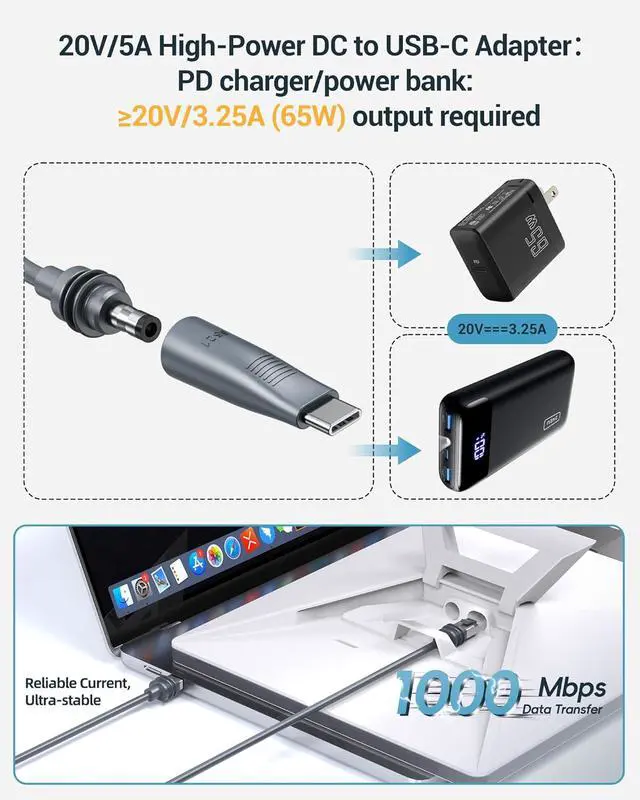 Alt view image 6 of 7 - 2 in 1 Starlink Mini Ethernet Cable, Starlink Mini Power Cord & RJ45 Cables, DC to USB C Replacement Adapter for Power Supply, Waterproof Mini Cable with Data Transfer-33FT/10 M