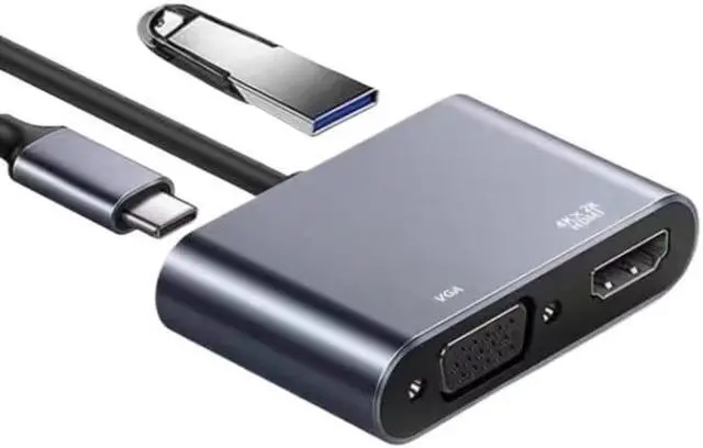 Alt view image 2 of 5 - USB C to HDMI-Compatible VGA t2y>pe-c Digital AV Multiport Adapter 3 Converter to 4K 1080P Fast(2-in-1)