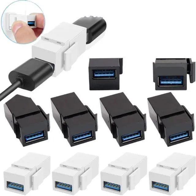 Alt view image 2 of 6 - 5-1PCS USB 3.0 Keystone Ja1ck Inserts USB Female to Female Adapter Right Angle Coupler Connector(White 2PCS)