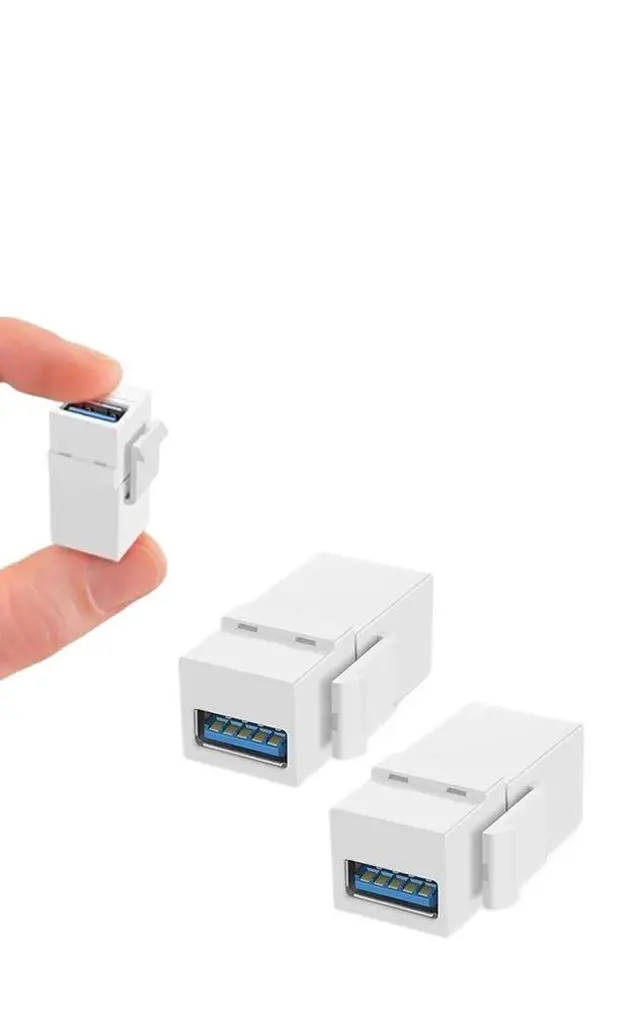 Alt view image 3 of 6 - 5-1PCS USB 3.0 Keystone Ja1ck Inserts USB Female to Female Adapter Right Angle Coupler Connector(White 2PCS)