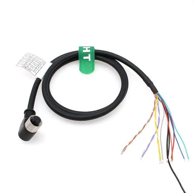 Main image of 24V Power IO Trigger Cable M12 A-Coded 12 Pin Female Right Angle to Flying Lead for Cognex in-Sight 7000 9000 Omron Baumer Sensor Camera Reader Automation 2m